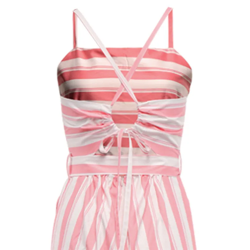 Новый женский летний модный полосатый длинный комбинезон с карманами и