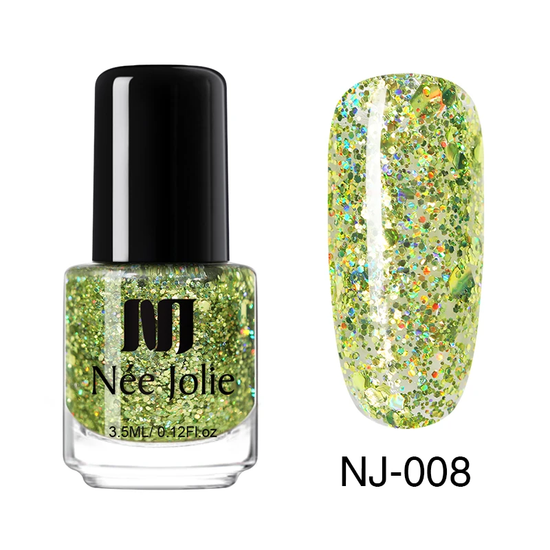 NJ-008 NEE JOLIE, 12 цветов, лак для ногтей, розовое золото, Блестящие Блестки, градиентная голографическая серия, мерцающие чешуйки для дизайна ногтей, сделай сам, 3,5 мл - Цвет: NJ-008
