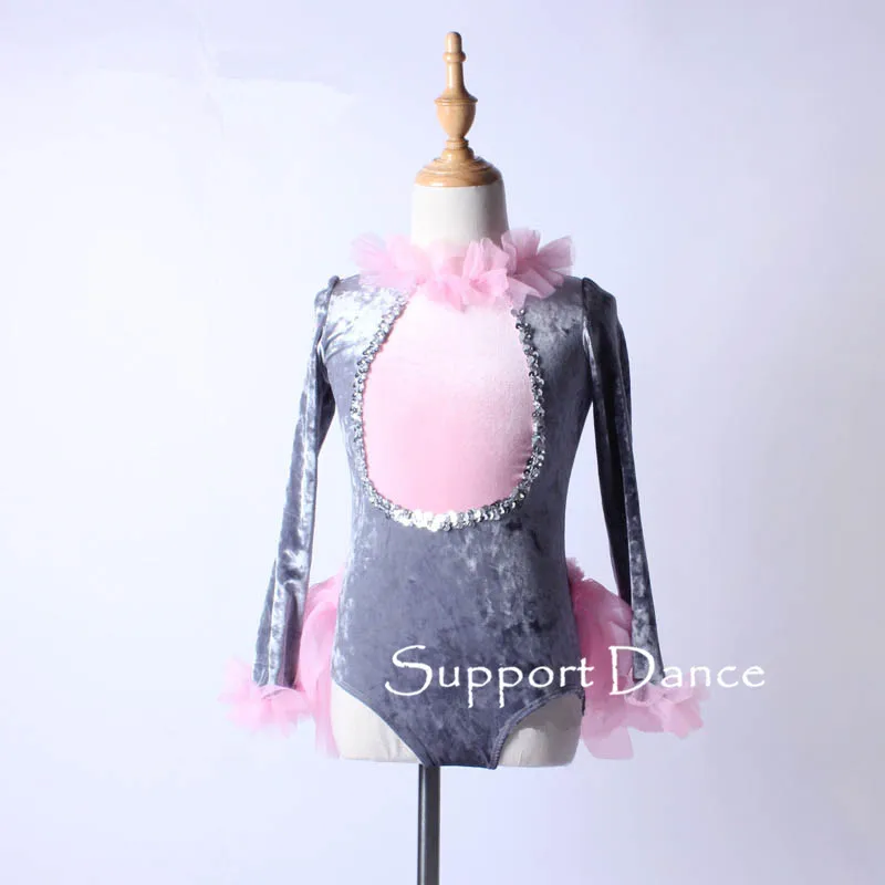 Профессиональное бархатное балетное платье пачка для девочек с оборками и