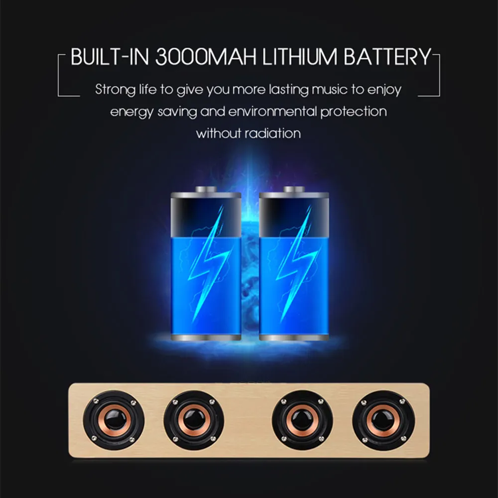 20 Вт Деревянный беспроводной Bluetooth динамик Саундбар с сабвуфером HIFI Бас Звук бар
