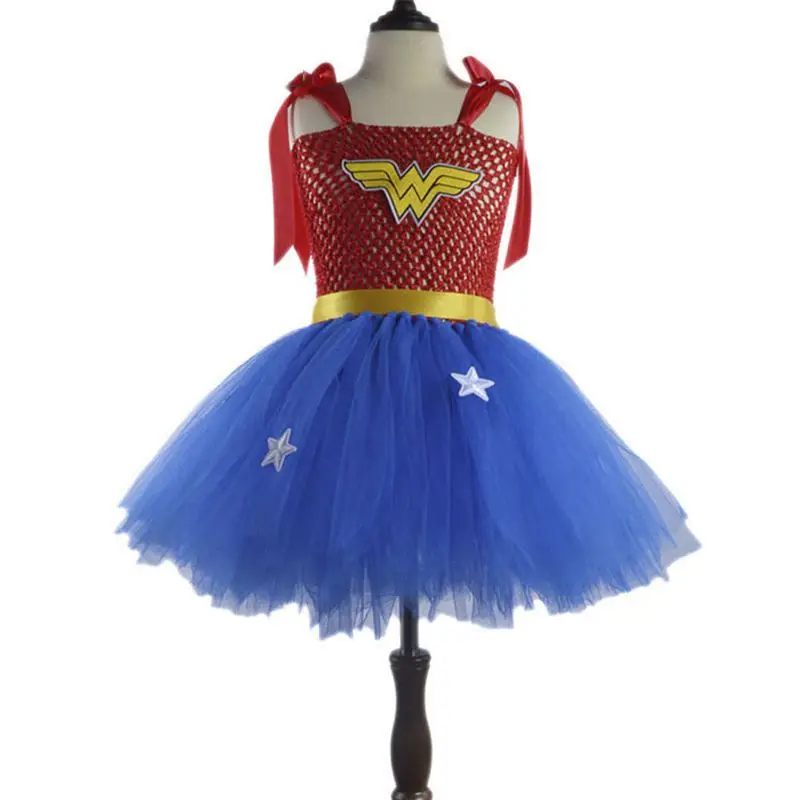 Cosplay Wonder-Woman girls dress Christmas New Year Super Hero Tutu dresses for Clothing Photo Props Fancy party | Детская одежда и
