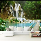 3D пейзаж, водопад, настенные фрески, большие зеленые обои на заказ