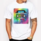 Новая модная мужская футболка хиппи ван капает радужной расцветки неонового цвета с принтом Мужская Повседневная футболка с коротким рукавом