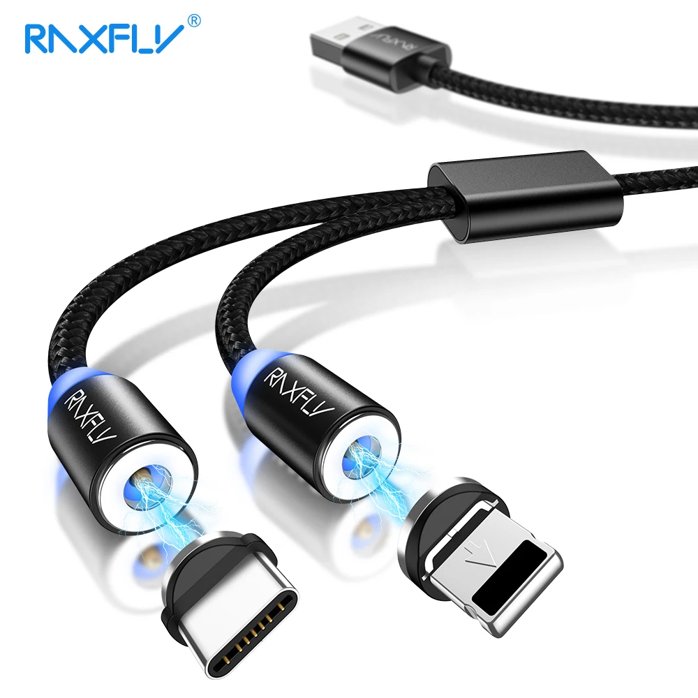RAXFLY 2 в 1 Магнитный Micro USB кабель для iPhone samsung провод быстрого заряда шнур магнитное