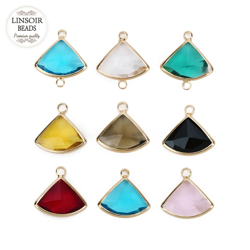 LINSOIR 5pcs/lot Sector Shape Glass Pendants Charms 17*19mm/17*17.5mm Charm for DIY Jewelry Finding Connectors | Украшения и
