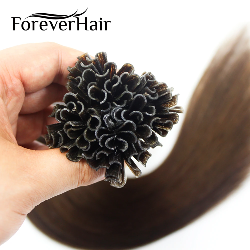 FOREVER HAIR 0 8 г/локон 18 &quotRemy Nail U Tip Prebond Кератин клей человеческие волосы для