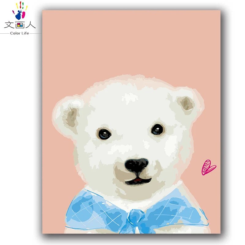 Рисование по номерам животных polar bear diy цифровая живопись маслом на холсте ручной
