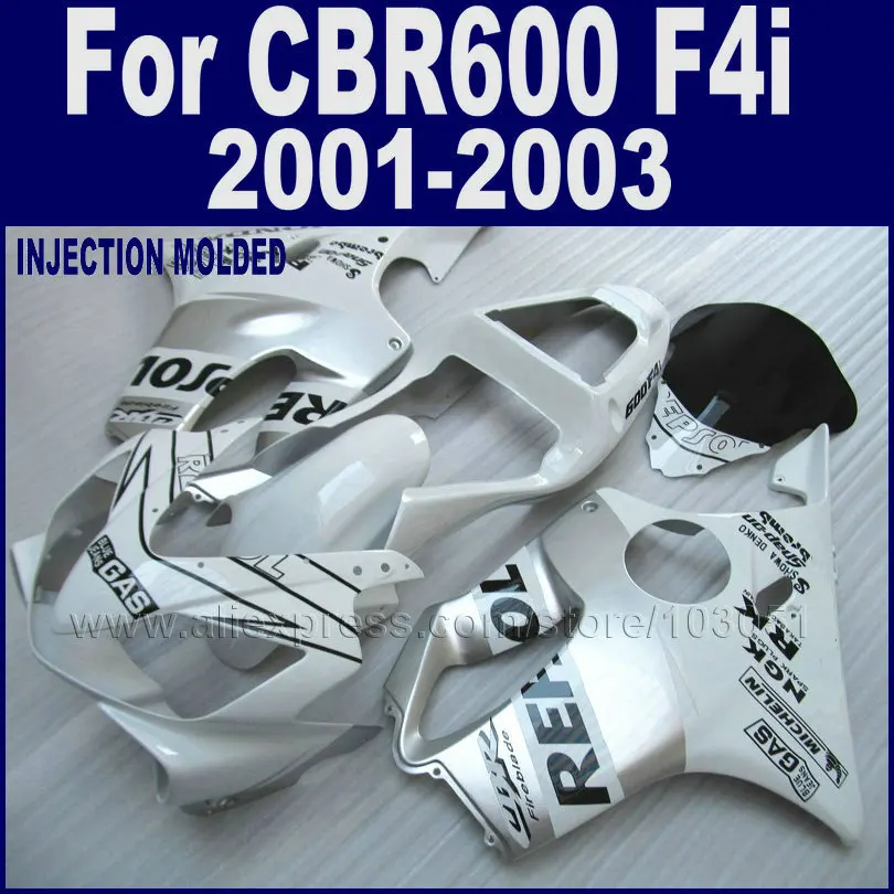 Новый горячий Мотоцикл Обтекатели набор для Honda белый repsol CBR 600 F4i 01 02 03 cbr f4i 2001 2002 2003
