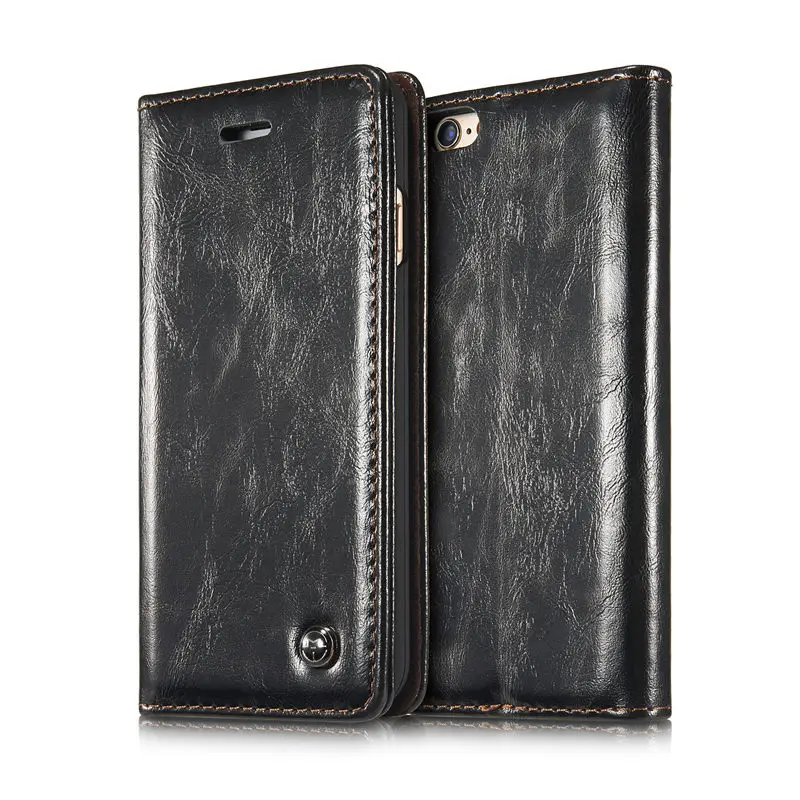 Для iphone 6s Case Кожа Натуральная Флип Магнитный Кошелек Luxury с Слот Карты Стенд