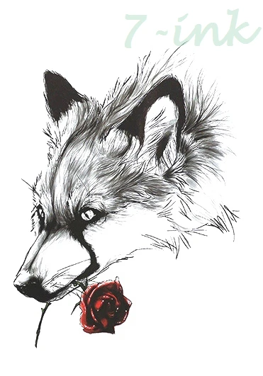 

Waterproof Temporary Tattoo Stickers large size rose wolf tatoo flash fake tattoo for men women 21*14.5cm