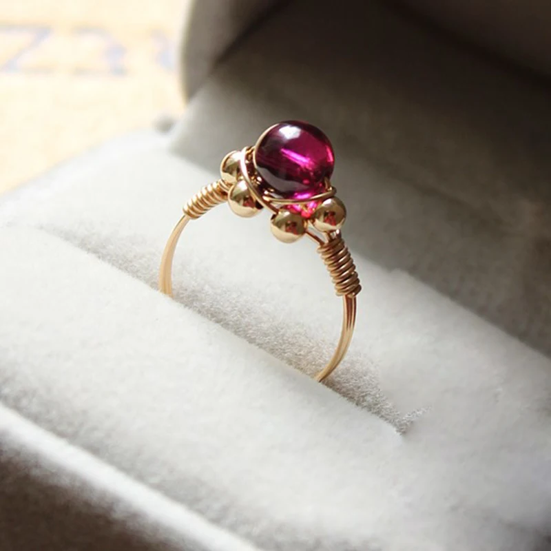 

Handmade Natural 5A Garnet Rings Gold Filled Jewelry Birthday Gift Anillos Mujer Bague Femme Rings For Women Boho Jewelry