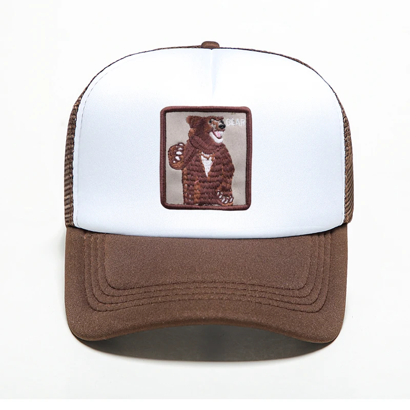Модные сетчатые бейсболки с принтом животных рисунком медведя Snapback для папы