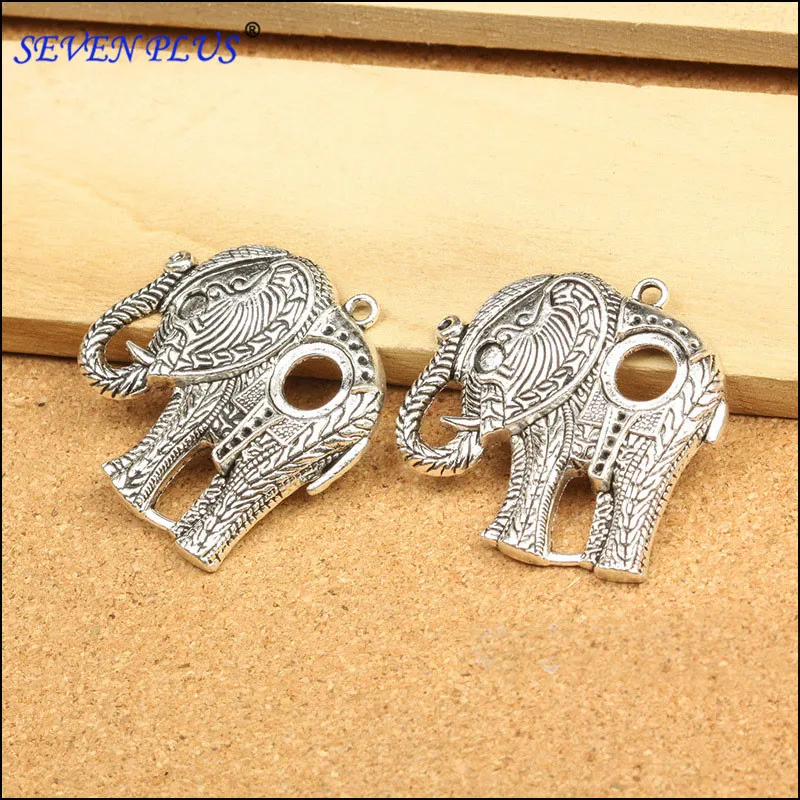 

10 Pieces/Lot 43mm*43mm Antique Silver Plated Big Size Tibetan Elephants Pendants Charms