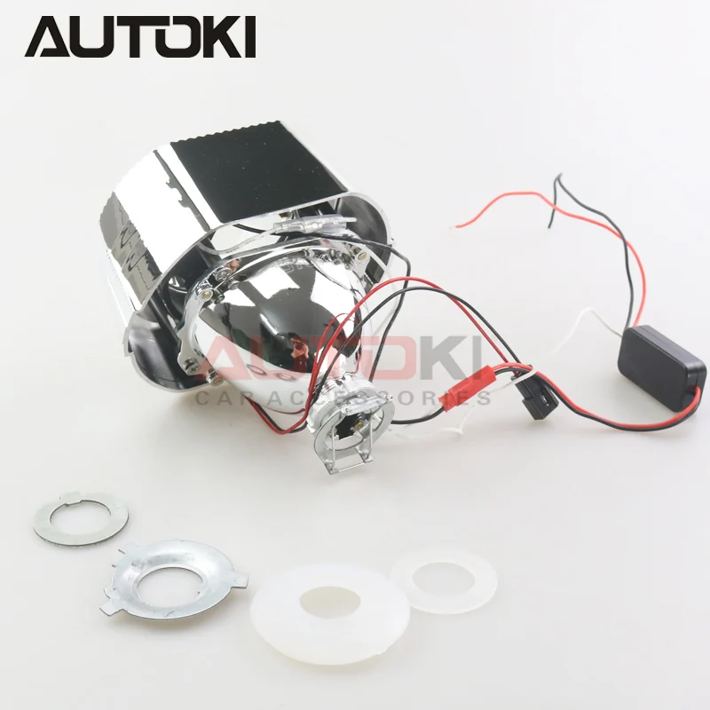AUTOKI, новинка, спортивный, светодиодный, ангельские глазки+ би ксеноновые линзы, проектор, головной светильник для автомобиля, модифицированный, дневной, ходовой светильник 2,5/3,0 H4 H7