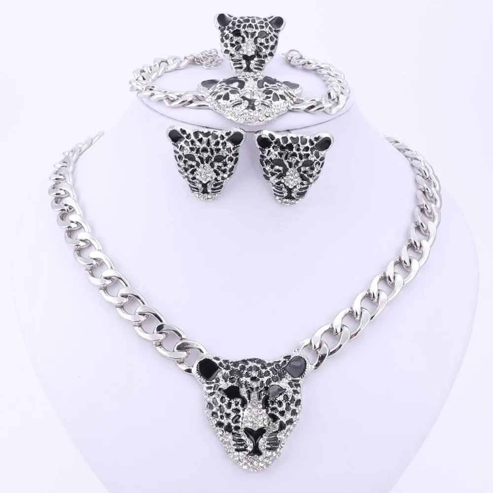 Крутой Леопардовый браслет серьги кольцо ожерелье для женщин модный