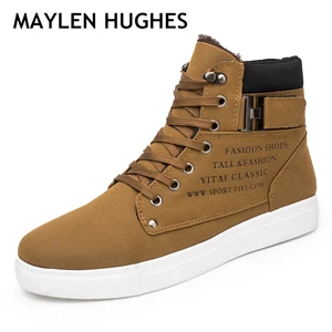 Мужская обувь, модные теплые осенне-зимние мужские ботинки, осенняя кожаная обувь для мужчин, новая холщовая повседневная обувь с высоким берцем, мужские кроссовки