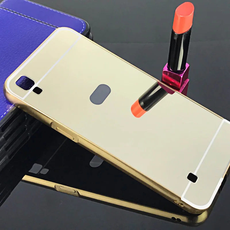Gold Роскошный чехол для LG X power K210 K220 K220ds чехол алюминиевая металлическая рамка акриловая зеркальная задняя крышка для LG X power 5,3" - Цвет: Gold