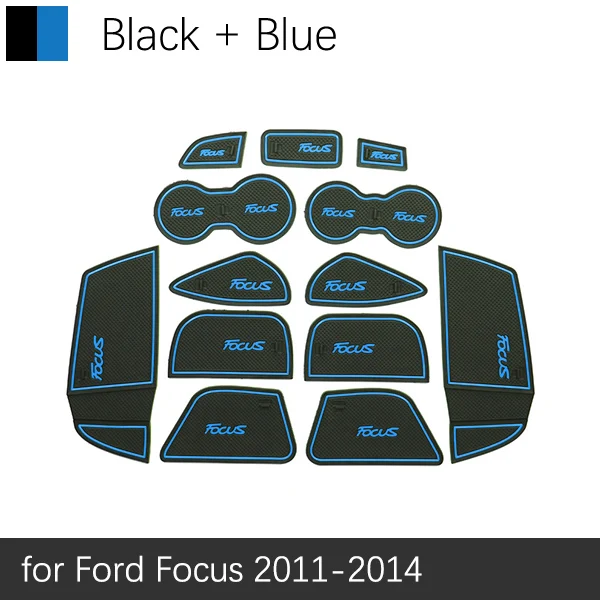 Синий Противоскользящий коврик для ворот резиновая подставка для Ford Focus 3 MK3 2011 2012 2013 pre-facelift ST RS аксессуары Автомобильные наклейки 13 шт - Название цвета: Синий