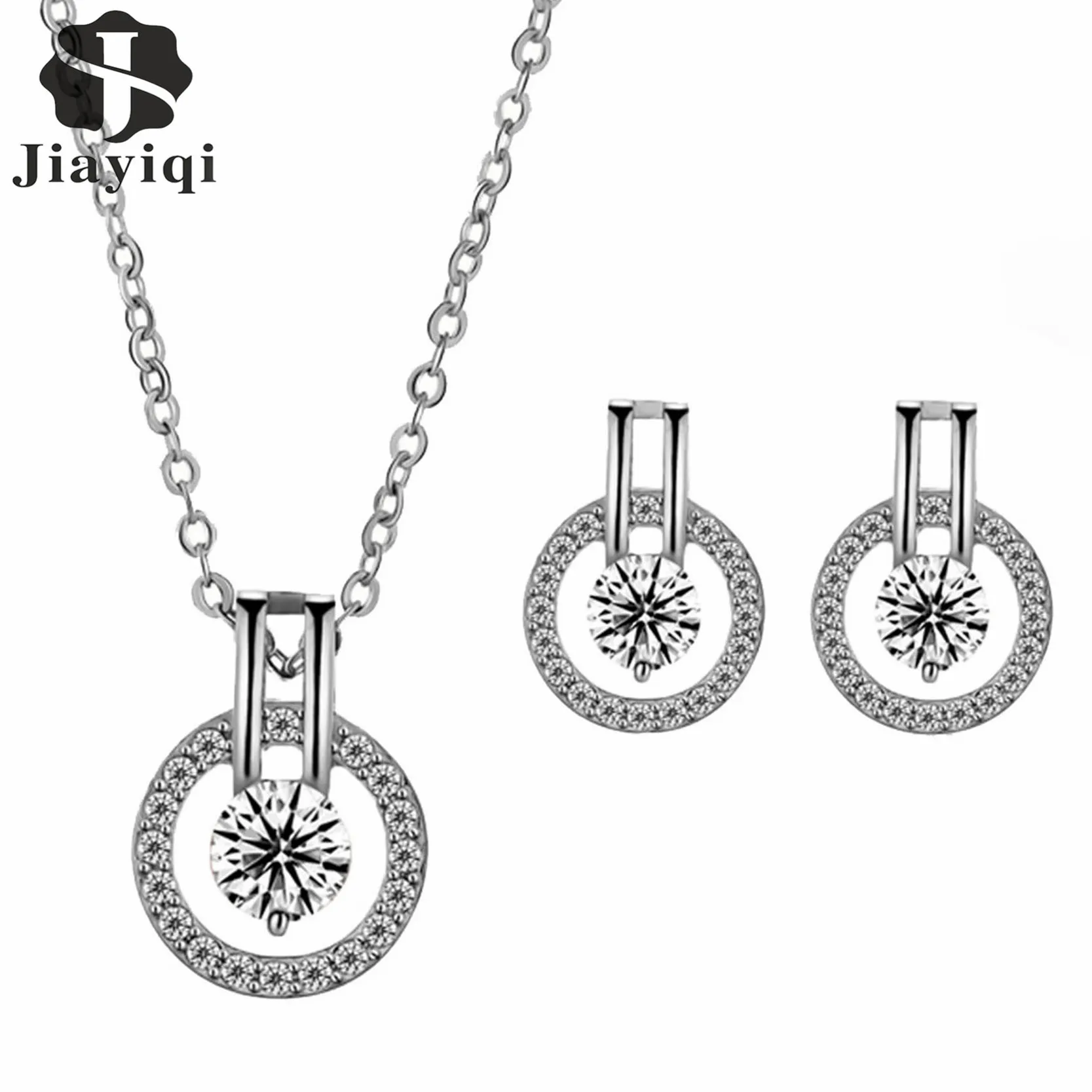 Комплект из колье и серёг с фианитом под розовое золото|gold wedding jewelry|gold jewelry setwedding