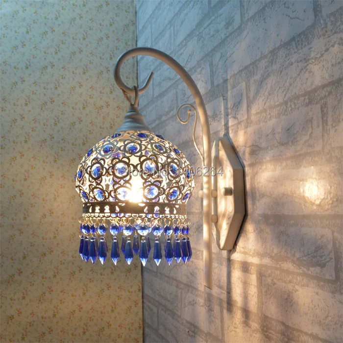 18 см в богемном стиле белый/Буле кристалл светодиодный настенный светильник для