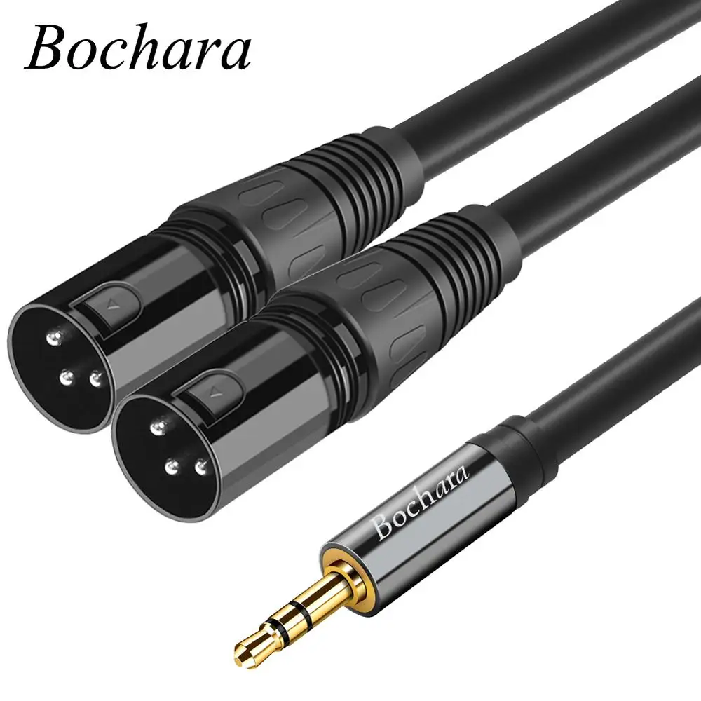 

Bochara 3.5mm Stereo Jack Male to Dual XLR Male OFC Aux Audio Cable Foil+Braided Shielded For Speakers Mixer 1.5m 3m 5m