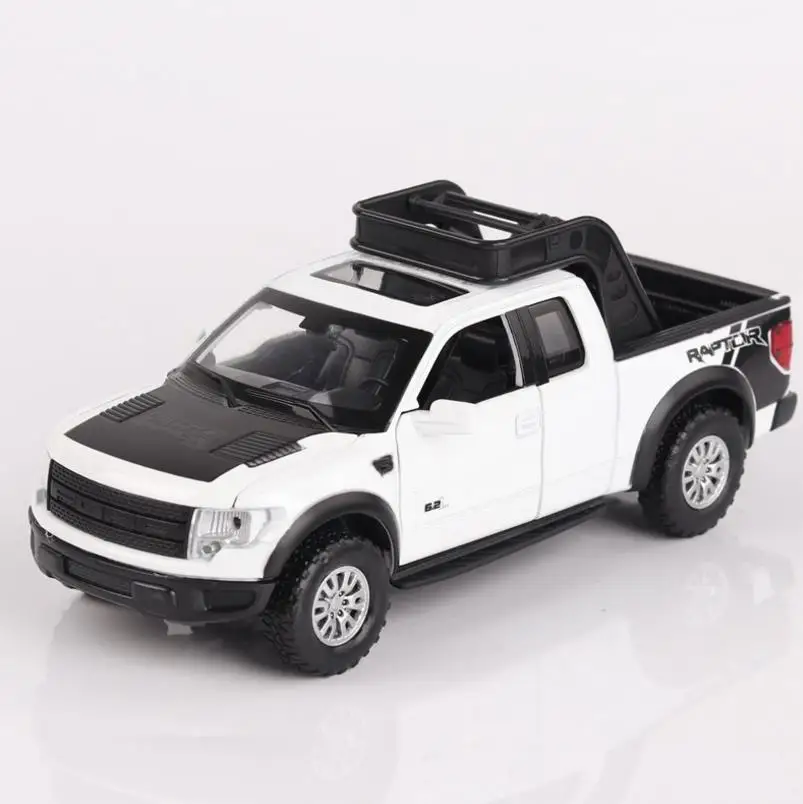 1:32 весы Ford Raptor F150 пикап сплав оттягивает назад модель автомобиля литая под