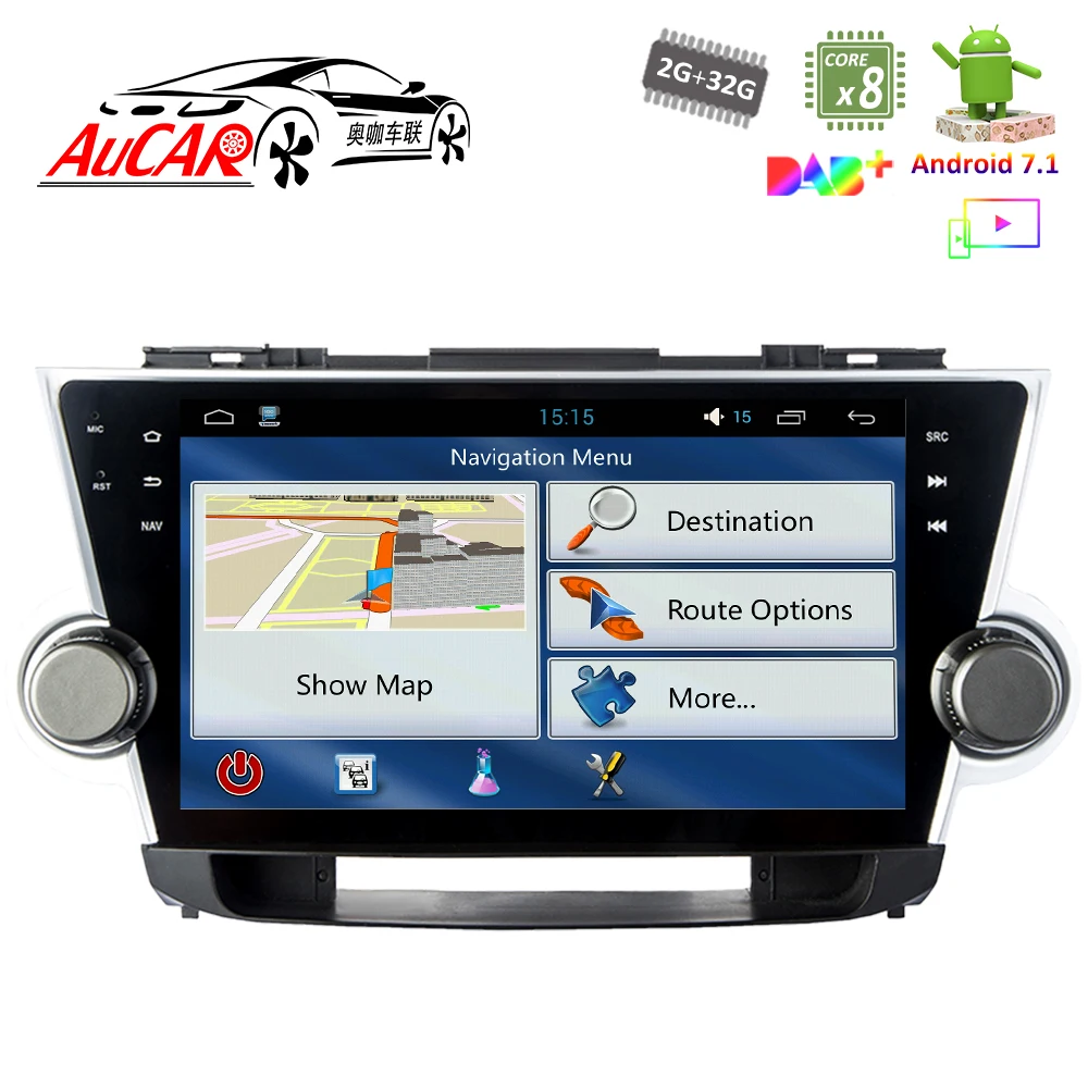 Android 8 1 10 &quotGPS навигационная система для Toyota Highlander 2008-2014 автомобильный DVD плеер AUX