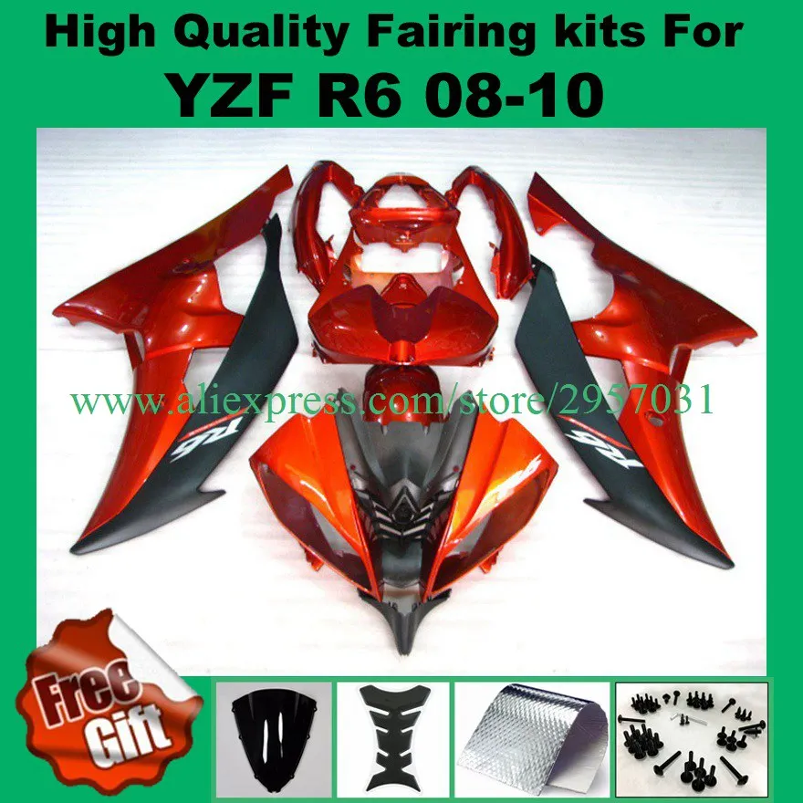 

Injection Fairings+9 gifts Orange For Yamaha YZF R6 08 09 10 11 12 13 14 15 YZF-R6 2008-2015 ABS Motorcycle Fairing Kit