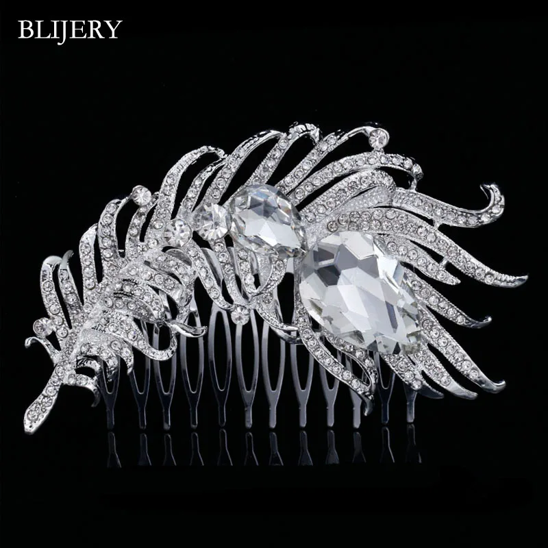 Style 20 BLIJERY, элегантные свадебные аксессуары для волос с жемчугом и кристаллами, цветочные свадебные гребни для волос, женские вечерние ювелирные украшения для волос, Тиара для невесты - Окраска металла: Style 20