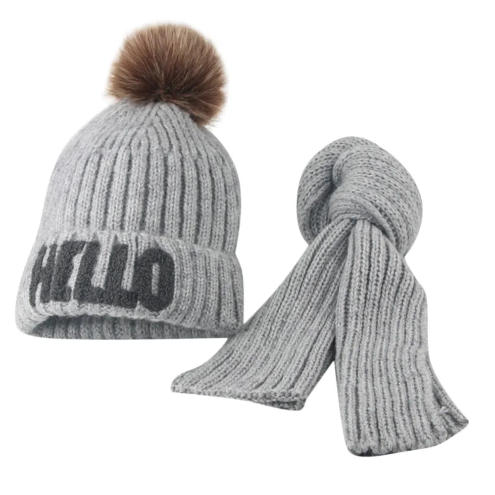 ARLONEET Cap Baby Girsl Boys Winter Cotton Knit Beanie Headwear Hat +Scarf Acrylic fiber design girls 40cm Warm | Детская одежда и