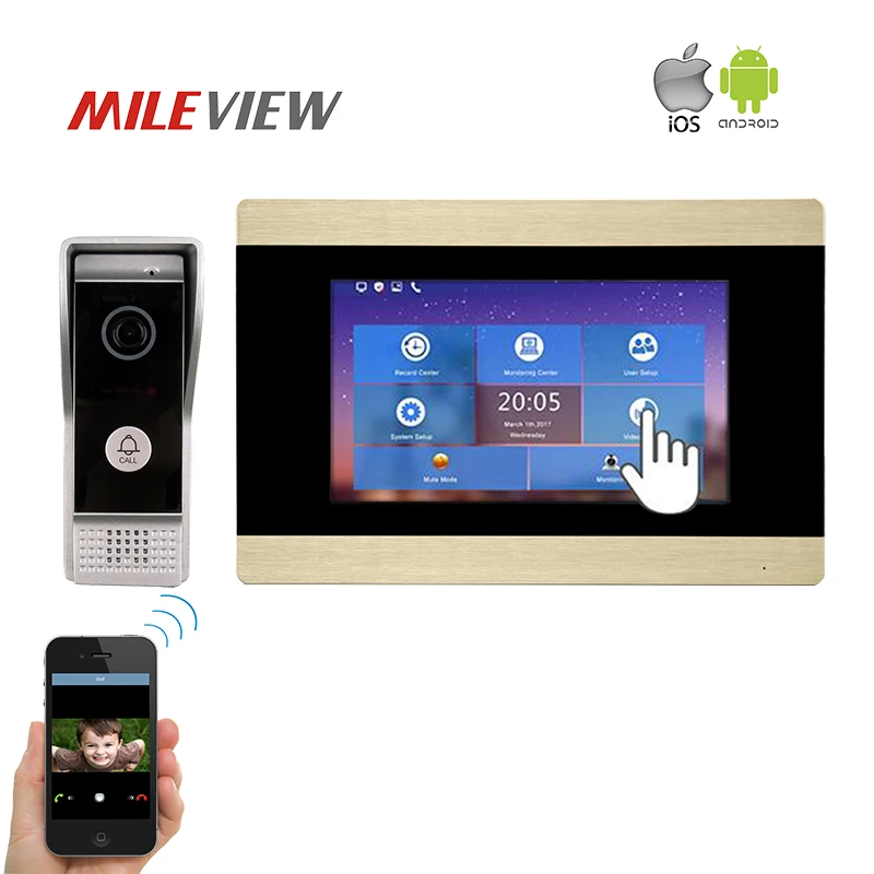 Бесплатная доставка новый 1.0MP 720P AHD HD TCP/IP SIP 7 &quotсенсорный экран видеодомофон