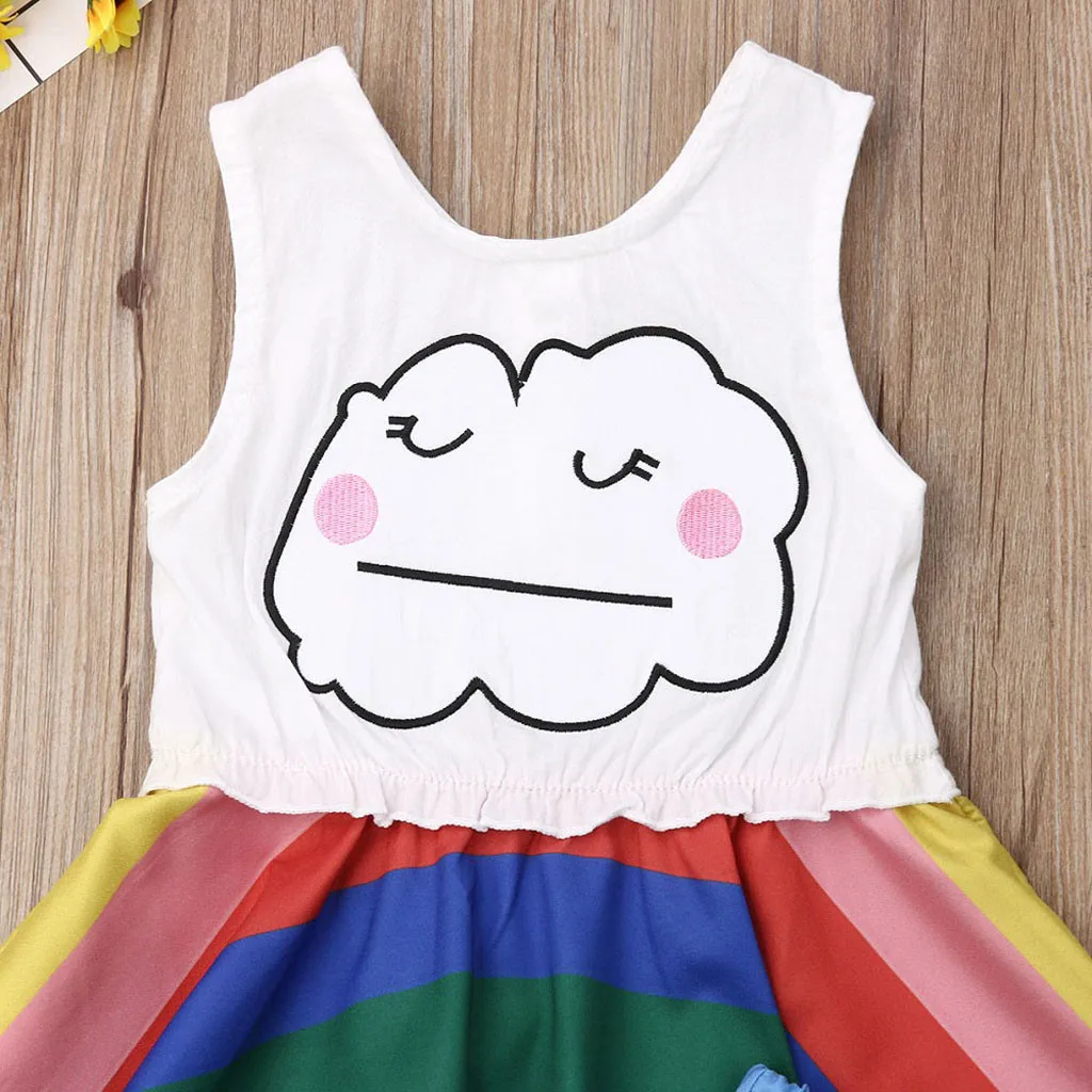 Одежда для девочек Радужная одежда маленьких жилет топы платье короткие штаны