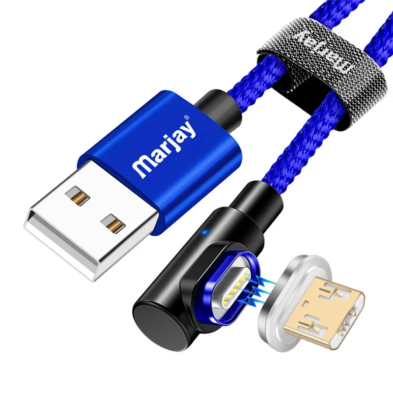 Blue Micro Cable Marjay 1 м 2 м Micro USB Магнитный кабель адаптер для быстрой зарядки Кабели для телефонов Microusb Android зарядное устройство для Xiaomi redmi Tablet - Цвет: Blue Micro Cable