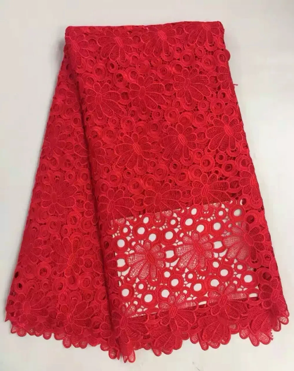 

Yellow guipure lace fabric Embroidered high quality African design cord lace fabric,wholesale price water soluble lace