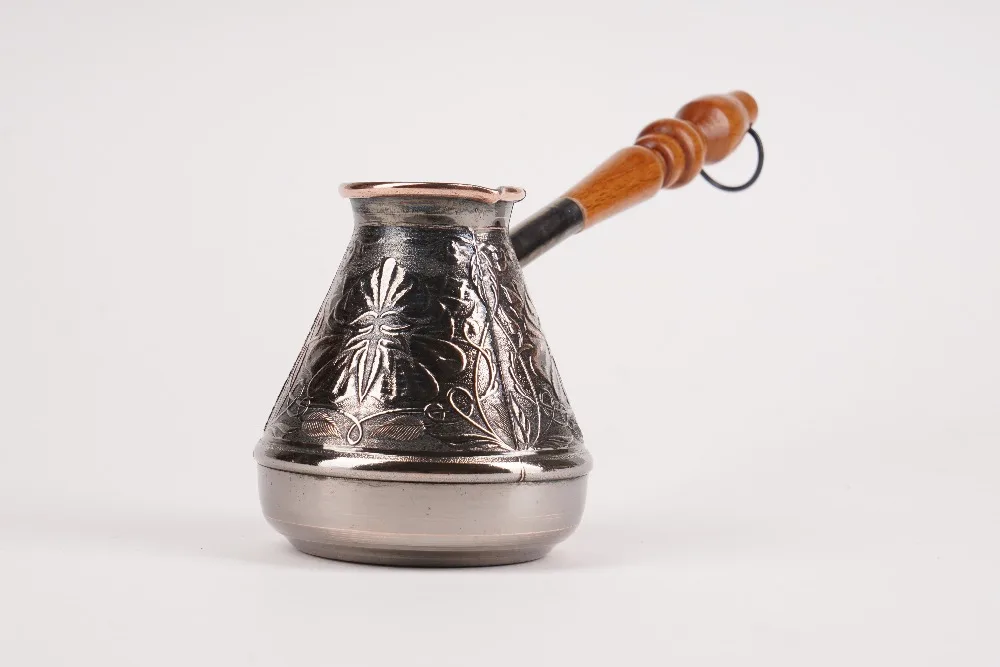 ТУРКА ДЛЯ КОФЕ медная с деревянной резной ручкой 200 мл.|turkish copper|turkish coffee potturkish copper
