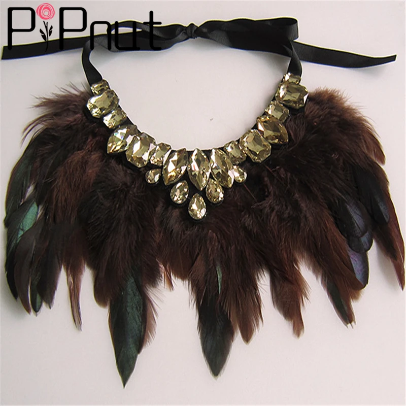 Европа и США преувеличены ложные воротник мода перо ожерелье стекла украшений.