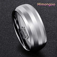 himongoo 8mm sliver mens tungsten carbide ring engagement wedding band two wire brushed comfort fit
