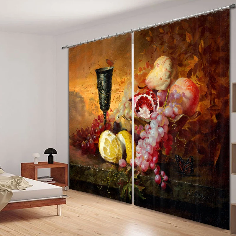 2017 вкусные фрукты Роскошные 3D затемненные шторы для гостиной постельные