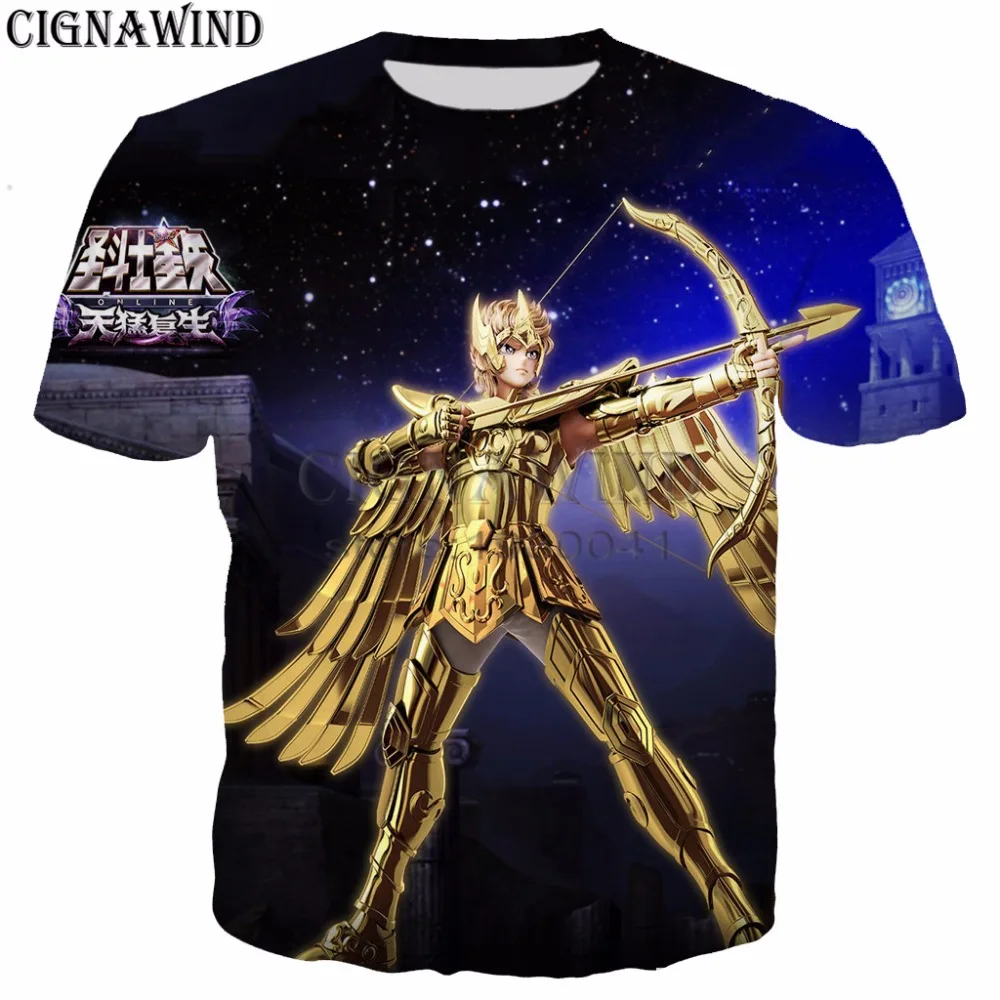 Новые летние топы в стиле аниме Saint Seiya 3d яркий стиль хипстерская футболка с