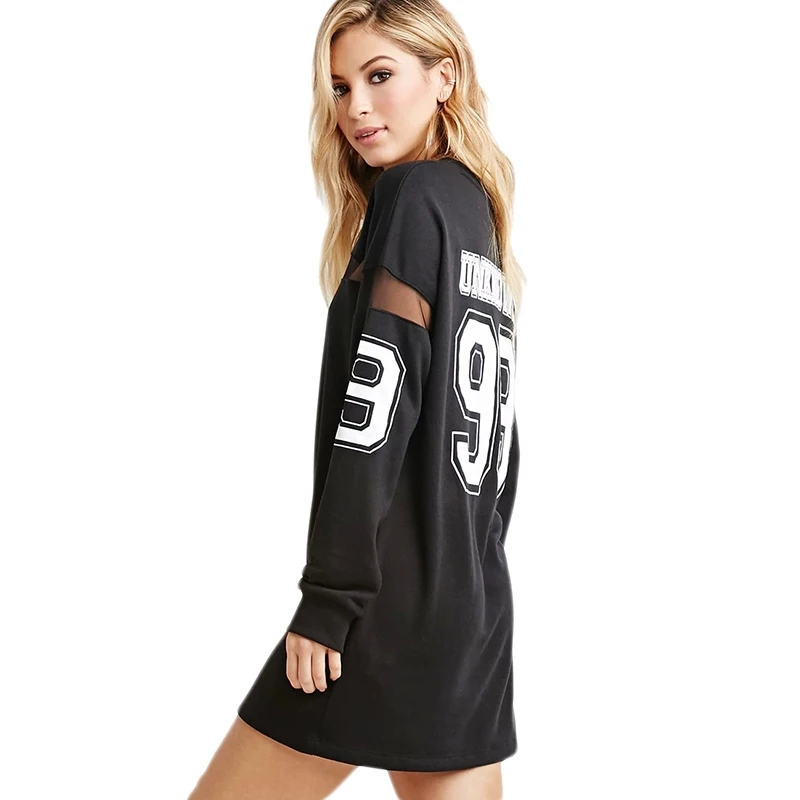 HDY, женское платье, футболка, черное платье для женщин,, вечерние, с длинным рукавом, летнее платье, с буквенным принтом, сетчатые, повседневные платья