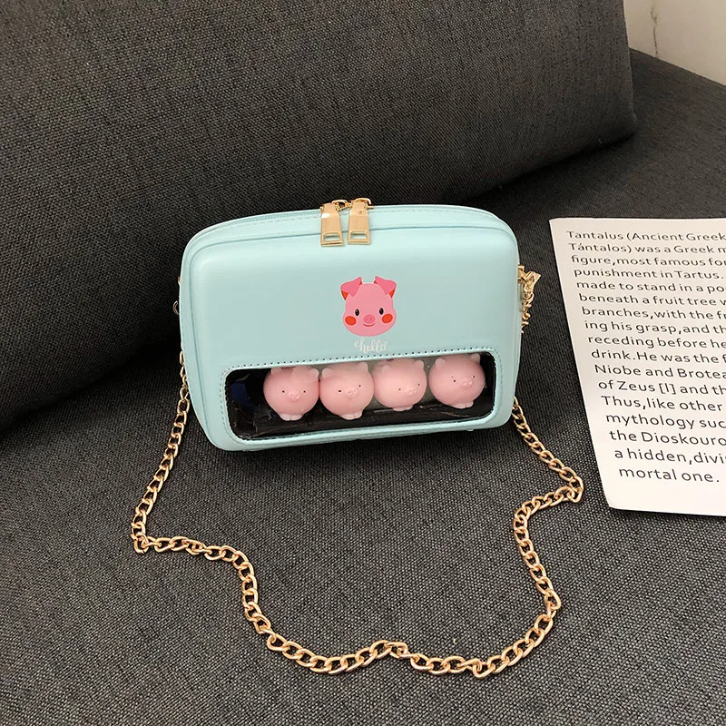 Женская квадратная сумка на цепочке весенне летний саквояж плечо в виде милых