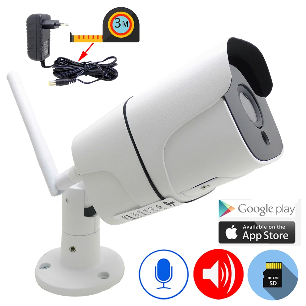 Ip-камера JIenuo, Wifi, 1080 P, 960 P, 720 P, 3 метра, адаптер питания, для наружного видеонаблюдения, беспроводная ip-камера наблюдения, аудио, Onvif, HD камера