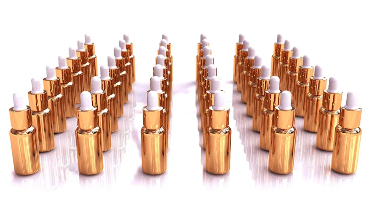 Золотая Высококачественная стеклянная бутылка-капельница 15 мл для эфирного