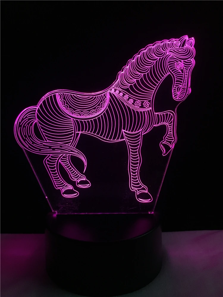 

GAOPIN Creative Animal Horse Shaped 3D Lamplight LED USB Mood Night Light Multicolor Touch or Remote Luminaria Change Table Lamp