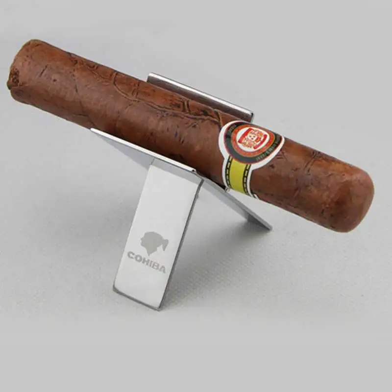 Пепельница из нержавеющей стали Cohiba, держатель для сигар, высокое качество, стойка, практичные гаджеты, серебряная Складная подставка для сигар, поднос