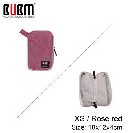 PDI-XS Rose red BUBM дорожный кабель сумка портативный цифровой USB гаджет Органайзер жесткий диск для паспорта на молнии чехол для хранения комплект аксессуары - Цвет: PDI-XS Rose red