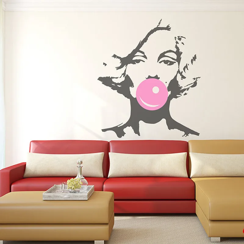 

Marilyn Monroe Bubble Gum Beauty Hair Salon Wall Decal Sticker Woman Girl Vinyl Interior Home Decor Mural DIY Decoration YO-131