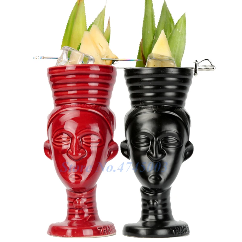 Tiki Mug Hawaii Cocktail Cup Beer Wine Coffee Porcelain Ceramic Mugs Art Crafts Creative 300ml Beverage Easter Islander Bar | Дом и сад