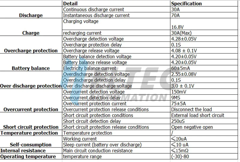 4S 30A 3,2 V литий/литий железо фосфат 30A Защитная плата BMS