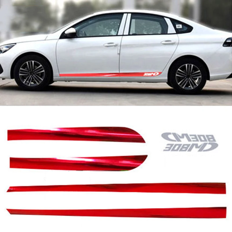Red Plating Film 6 шт. Автомобильная наклейка s для peugeot 308 углеродное волокно Автомобильная боковая наклейка на кузов Наклейка украшения тела защитные наклейки, автоаксессуары - Название цвета: Red Plating Film
